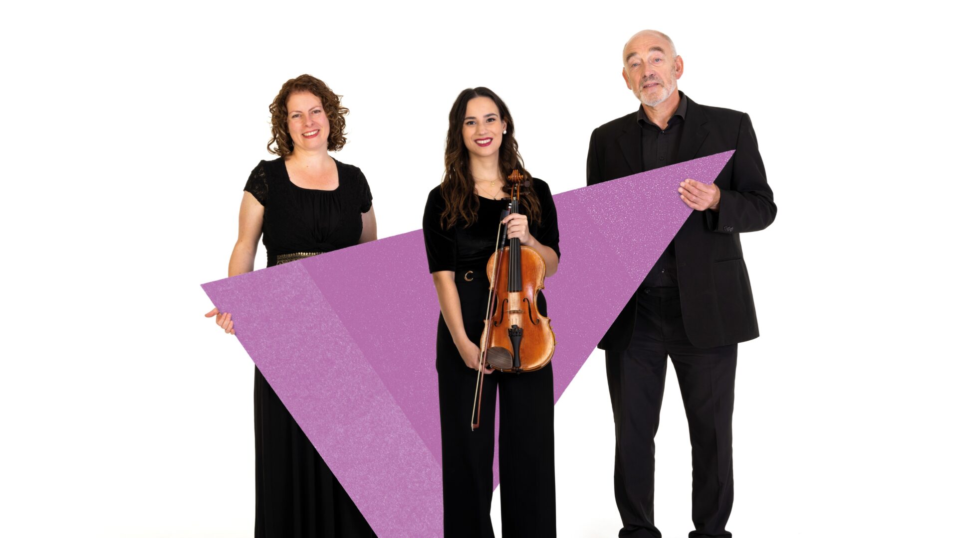 Three BSO musicians, one holding a Viola