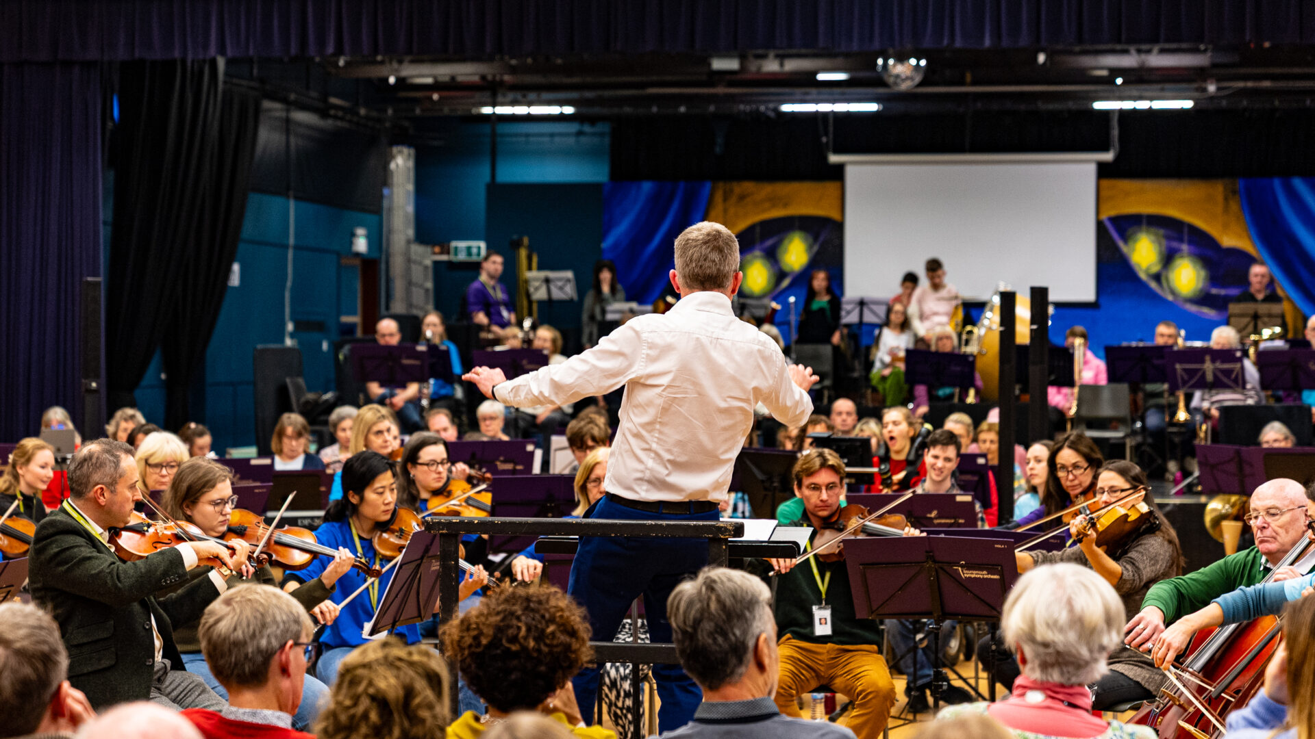 Dougie Scarfe conducting the Bournemouth Symphony Orchestra at Symphony from scratch concert