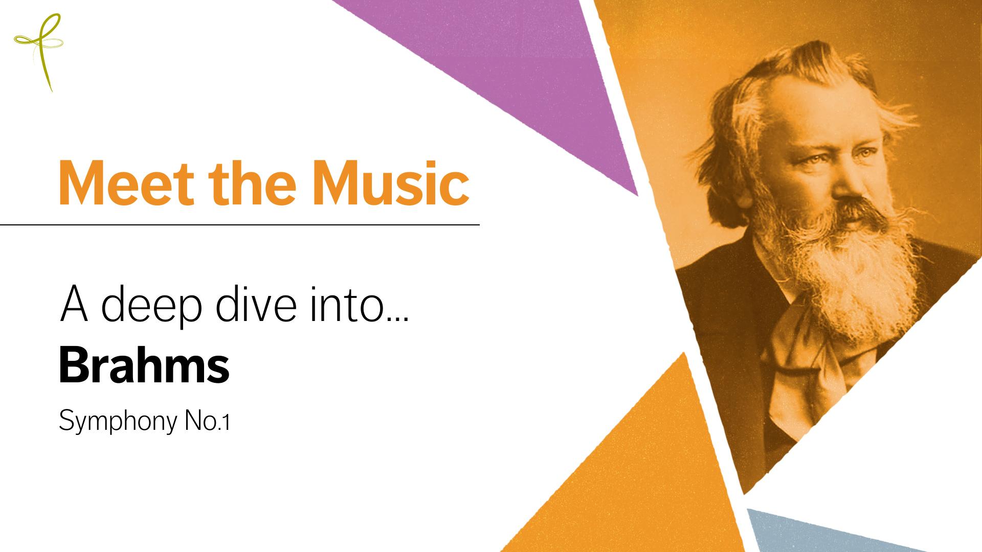 header image for "Meet the Music" with the BSO logo and a photo of Johannes Brahms.